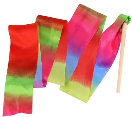 BESPORTBLE Nastro da Ginnastica Ritmica in Stoffa 2m X 10Cm Bacchetta Colorata per Nastro da Ballo per Danza Ritmica Ginnastica Allenamento e Spettacoli di Danza Colore Colore Casuale