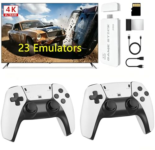 Whatsko 2026 Upgrade Consola Retro, Consola de Videojuegos con 23 Emuladores, Plug-and-Play, dos Mandos Inalámbricos de 2,4 GHz, salida HDMI 4K, regalos para familiares y amigos