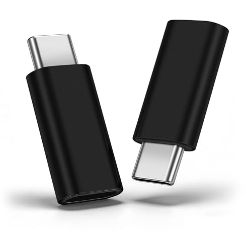 HAUXGOGO Adaptador Compatible con Lightning a USB-C (2 Pack) | 480 Mbps Transfert de Données , 27W Recharge Rapide , Boîtier Métallique [Audio non pris en Charge] - Negro