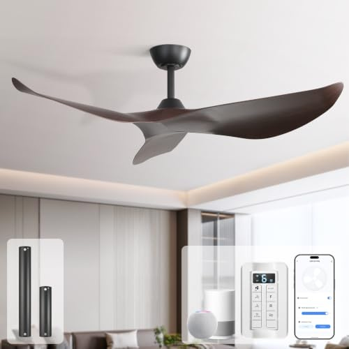 Sofucor 132 cm Smart Ventilatore da Soffitto con Alexa/App, Telecomando | DC, Timer, 6 Velocità, Silenzioso Ventilatore da Soffitto senza Luce, per Camera da Letto Soggiorno