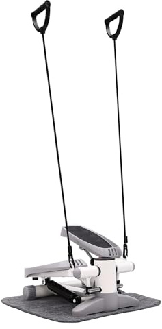 2-i-1 ministepper för hem, up-down-swing-stepper med LCD-display och motståndsband, kan belastas upp till 150 kg, tyst hydraulisk trappklättrare för benarm och rumpa