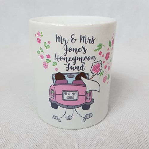 the T bird Honeymoon Money Box Personalised name Wedding Present Wedding savings gift Wedding Money jar Honey moon Just married Couple Bride Groom