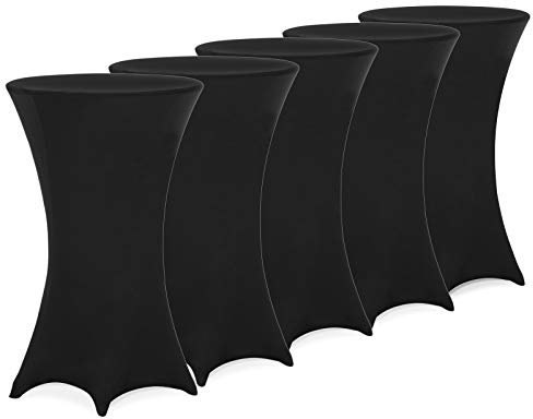 Deuba® 5X Stehtisch Hussen Ø 60-65/70-75/80-85cm Viele Farben 30°C Waschbar Verstärkte Standfüße Stehtischhusse Überzug Stretch (Ø 70-75cm, Schwarz)