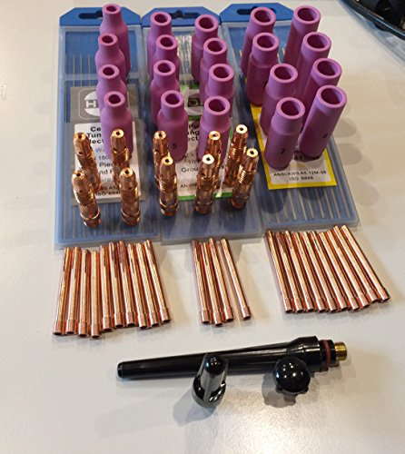 HST TIG WIG Verschleißteile Set 79 Stück I Schweißzubehör mit Keramikdüsen, Spannhülsen I Schlauchset für Brenner SR/WP 17/18/26