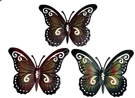 khevga 3er Set Deko-Schmetterling - Wanddeko Metall