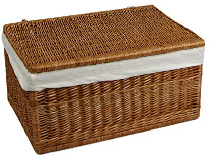 Lycce Wäschetruhe mit Deckel und Stoffeinsatz Weide Größe 1 Natur