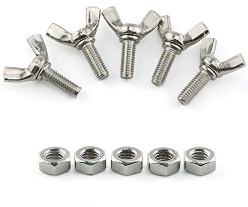 E-outstanding 10pcs M6x16mm 304 Stainless Steel Machine Screws Fastener Thumb Butterfly Screw Wing Bolts with Hex Nut Designed for Tighten Operation by Bare Hands