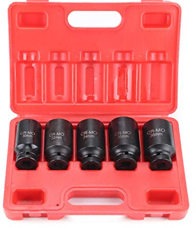 Youyijia 5PCS 1/2 Axle Hub Nut Socket Set - 30-36mm Metric Impact Socket Tool Kit
