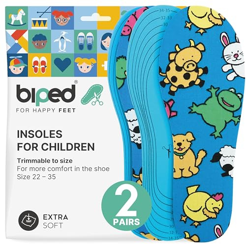 biped 2 Paar Kinder Einlegesohlen - Besonders weiche Sohlen zum Zuschneiden - Bunte Schuheinlagen für alle Kinderschuhe, Stiefel, Hausschuhe und Gummistiefel z2751