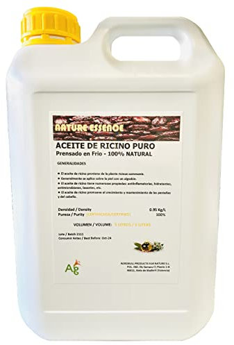 | ACEITE DE RICINO 100% PURO, NATURAL Y PRENSADO EN FRIO | FABRICANTE NACIONAL | Uso para cara, cabello, uñas, etc | FORMATO AHORRO | (5 litros)