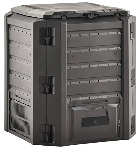 Tidyard Composteur de jardin noir 380 L, grand composteur de jardin, pour déchets de jardin et de cuisine