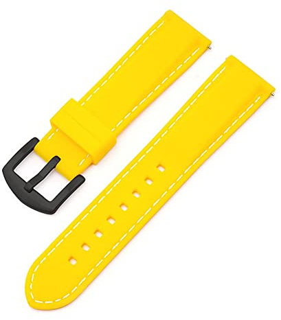 ZXF Uhrenarmband, 16mm 18mm 20mm 22mm 24mm Sport Silikon Uhrenarmband Universal Quick Release Handgelenk Band Armband Silikon Gummi Uhrenarmband (Band Color : Yellow B, Band Width : 18mm)