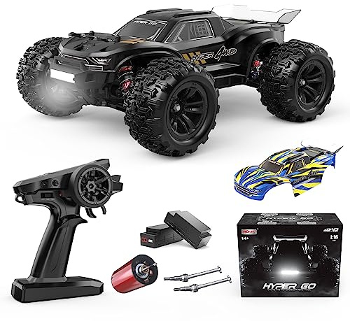 HYPER GO H16BM 1/16 RTR Brushless High Speed Electric 4X4 Off-Road Fast RC Car, Max 42mph, RC Truck, Remote Control, 2 Lipo Batteries for Adult, Compatible with 3S Lipo