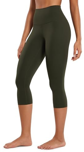 CRZ YOGA Butterluxe Femme Taille Haute Soft Lounge Yoga Capri Entraînement Legging - 43/48/53cm Olive Verte 38