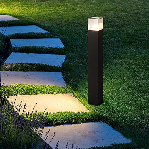 Inowel Bollard Path Light E26 Landscape Driveway Light 31.5in Black Outdoor Lawn Lamp,IP44 Waterproof Post Lighting for Patio Yard Decoration,120V High Voltage Hard Wired