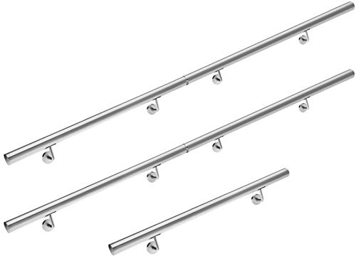 Monzana Pasamanos de Acero Inoxidable Barandilla de Pared para Escalera 500cm Soporte Pared Interior Exterior