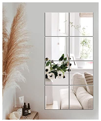 JMITHA Selbstklebende Fliesenspiegel Wandspiegel Spiegelfliesen Selbstklebend HD Glas Spiegel Wandaufkleber Klebespiegel für Schlafzimmer Badezimmer Room Decor