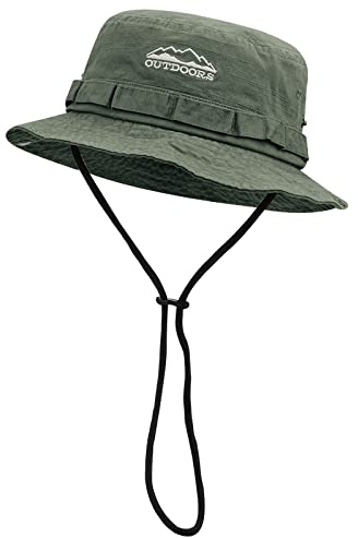 CLAPE Cappello da Sole Uomo Donna Cappello Boonie in Cotone Cappello Safari Anti UV Cappello da Pesca Antivento Cowboy Style Bucket Hat