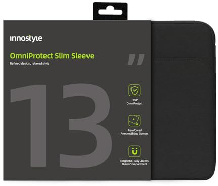 INNOSTYLE Housse de protection à 360 degrés pour ordinateur portable de 13, avec poche avant, résistante aux chocs et à l'eau - Pour MacBook, HP, Dell, Lenovo, Asus Notebook, Ultrabook