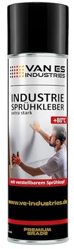 Sprühkleber - Extra starker Kleber für Heimwerk & Industrie | Klebe-Spray für Schaumstoff, Holz, Stoff, Leder, Filz uvm. | verstellbarer Sprühkopf | 500ml Dose (1)