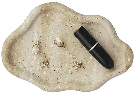 Genuine Travertine Jewelry Tray Cloud Shape, Marble Trinket Dish, Ring Dish Key Tray Asethetic Home Décor, Gift for Women