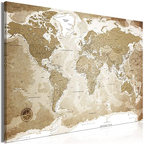 murando - Akustikbild Weltkarte Bilder Akustikschaum Hochleistungsschallabsorber Schallschutz Leinwand 1 tlg Wandbild Raumakustik Schalldämmung World Map Vintage Kontinente