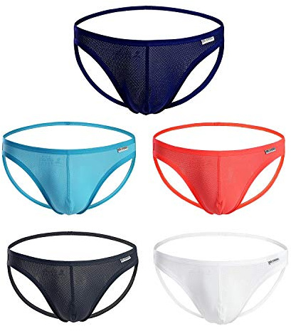 Casey Kevin Suspensorios Hombre Gay,Jockstrap Hombre Deportivo Tanga Transpirable Ropa Interior Pack de 5
