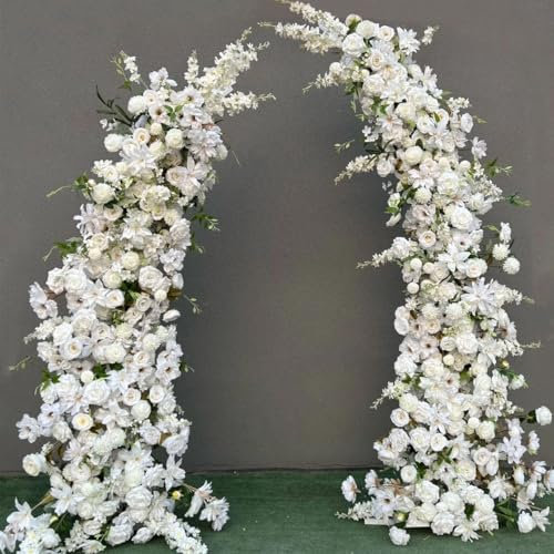 Supporto per arco nuziale a mezza luna, cornice per palloncini con fiori dal design curvo da 4,9/5,9 piedi, supporto per fondale fotografico ad arco per decorazioni di compleanno per feste d