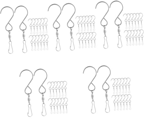 Gadpiparty 5sets 360° Rotating Wind Chime Hangers Swivel Hooks Clips for Outdoor Garden Decor Bird Feeders Windsocks 20pcs*5