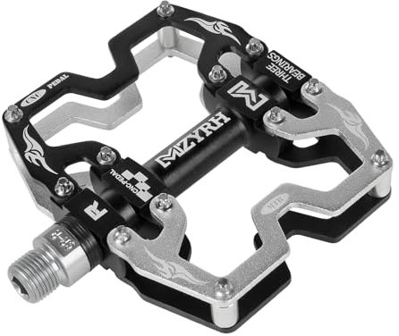MZYRH Mountain Bike Pedals,3 Bearings Bicycle Pedals,Aluminum 9/16 MTB Pedals Bicycle Flat Pedals for Road Mountain BMX MTB Bike (Black Sliver)