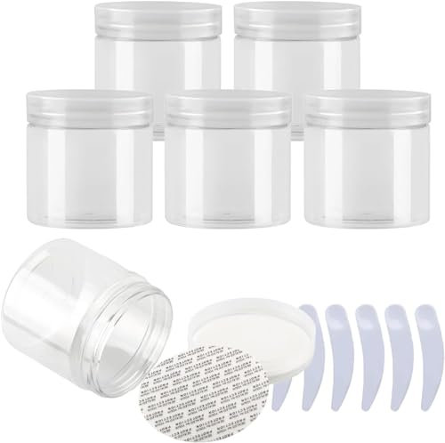 Travel pots for cream,Pack of 6, 100ml Blue Plastic Cream Jars Cosmetic Pots with Clear Lids Containers for Toiletries (Color : Blauw, Size : 250ml)(Transparent,200ml)