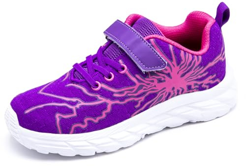 JXS store Basket Enfant Garcon Chaussures garçon Basket Fille Mode Respirant Sport Runing Shoes Respirant Légère Sneakers Violet noir35EU