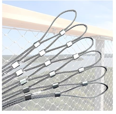 DTVEW 304 Edelstahl-Seilnetz, Flexibles Seil-Geländer-Netz, 6cm/1,5mm Balkonnetze Stahl-Metall-Gartendrahtgeflecht(1.2x2m)