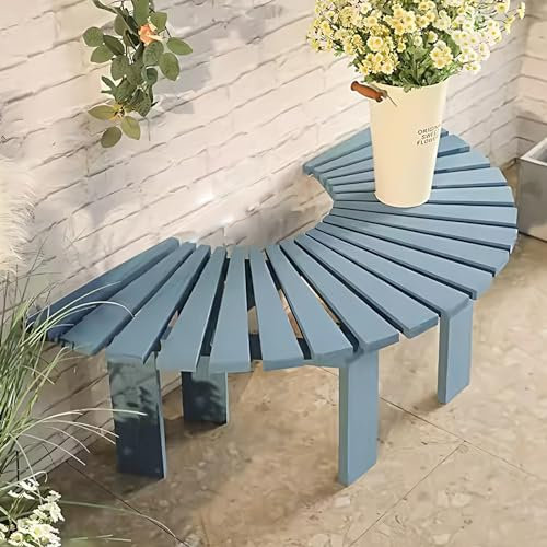 Gartenbank für draußen, Gartenbank, Gartenbank, stabile wetterfeste Bank aus Massivholz ohne Rückenlehne, Gebogene Naturbank, perfekt für Garten, Terrasse oder Balkon (Farbe: C)