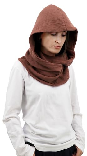 DigiTizerArt Mittelalterliche Leinen Baumwolle Cowl Hood Schal Vintage Goth Cape Kostüm Accessoire Multifunktionale Mode Pullover Schal Kapuzenschal Cowl für Männer Frauen