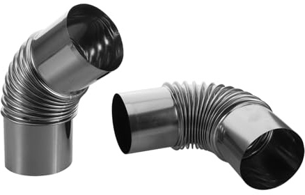 CHILDWEET Tubo de Humos de Estufa de Acero Inoxidable Codo 45° y 90°, Extensión de Chimenea, Accesorios para Estufas de Camping Exterior (2 Piezas)