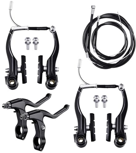 SEMINISMAR Fahrradbremsen-Set, komplettes V-Fahrradbremsen, Mountainbike-Bremssattel-Ersatz, universelles komplettes V-Fahrradbremsen-Set, inklusive Bremssattelhebel und Kabel, Schwarz