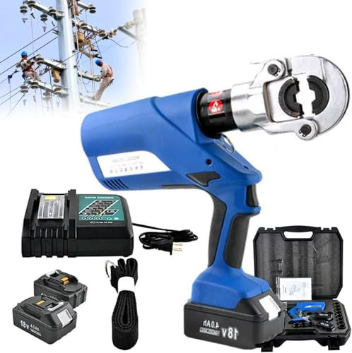 WESSLECO Electric Hydraulic Crimping Pliers,Rechargeable Hydraulic Crimping Tool Electric Hydraulic Cable Lug Crimper,18v Electric Hydraulic Crimping Tools,EZ-300