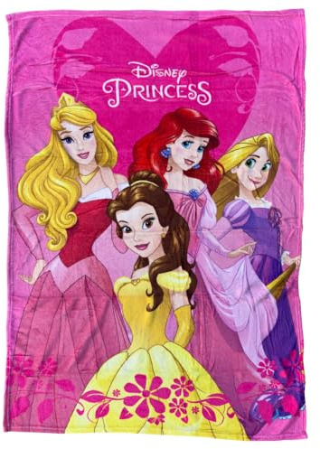 CARTOON Manta de coral Princesas Disney para niños, manta de suave forro polar, 100 x 140 cm, perfecta para sofá cama o viaje