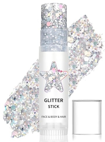 Body glitterpinne, silver gnistrande glitterpennor, sjöjungfru paljetter ansiktsglitter, holografisk festival glitter ansikte kropp hår ögon läppar, silver chunky glitterpulverfest, karneval