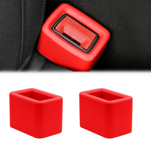 DIFLAX 2 Pezzi Auto Supporto per Cintura Di Sicurezza in Silicone Supporto per La Cintura Di Sicurezza Dell'auto Supporto per Fibbia Della Cintura Di Sicurezza per Maggior Parte Delle Auto (Rosso)