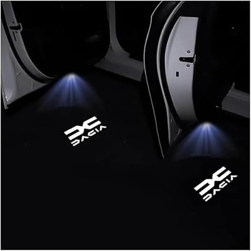 ONEMAJI 2 Pezzi Proiettore Logo Luce Portiera Auto per Dacia Duster 2 3 2018-2024 2025, Luce di Benvenuto per Porta Luci Proiettore Porta Logo Illuminazione D'ingresso