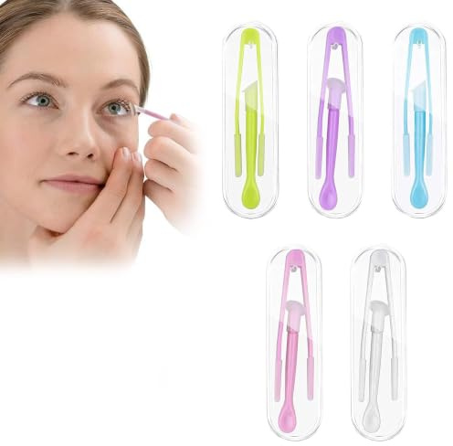 Ousuwo Kit de 5 Pinzas para Lentes de Contacto: Herramientas de Punta Suave Coloridas (Rosa, Verde, Azul, Morado, Blanco), Portátiles para Uso Diario y Viajes