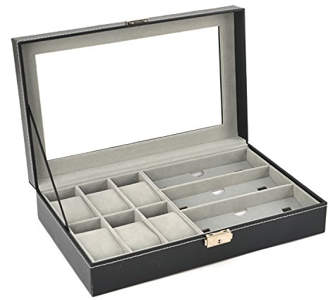 2 en 1 Reloj maletín Gafas Estuche presentación Almacenamiento Gafas de Pulsera Relojes