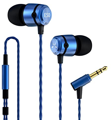 SoundMAGIC E50 Wired Earbuds Without Microphone, In-Ear HiFi Earphones, Noise Isolating Headphones, Comfortable Fit, Blue