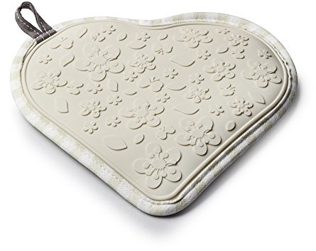 Zeal Silicone and Cotton Hot Mat and Pot Holder Heart Shape, Cream, 20.5 x 22.5 x 20.5 cm