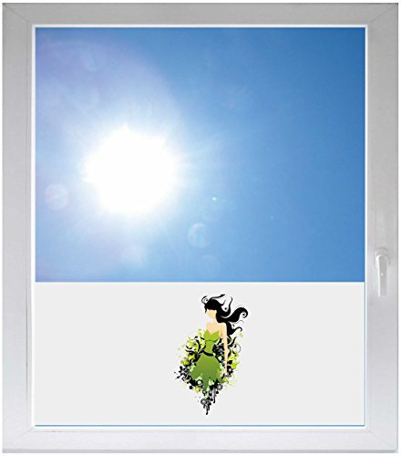 INDIGOS UG - Fensterfolie Blickdicht Girl Frau Ornament Tribal Retro - 1000x500mm - Sonnenschutzfolie Fenster - Sichtschutzfolie Fenster Bad, Küche, Fenster, Milchglasfolie