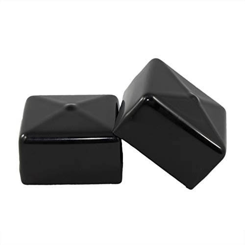 Prescott Plastics 2” (50.8mm) Outer Perimeter Flexible Plastic Hole Caps, Square Black Metal Tubing End Caps, Strong Furniture Leg Inserts, Impact & Weather Resistant, Made in The USA - 20 Pack