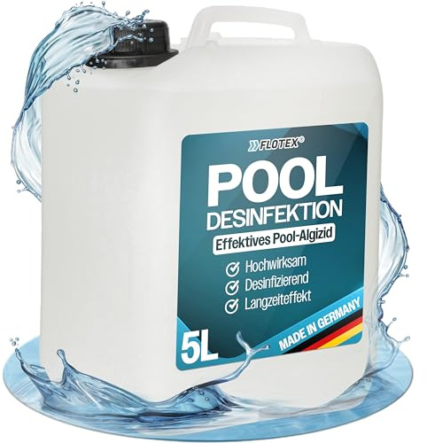Flotex® Pooldesinfektion 2x5L - Flüssiges Algizid für Pool I Pool Algenvernichter mit Klareffekt | Algenvernichter Pool | Desinfizierendes Reinigungsmittel gegen Algen