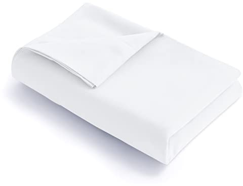 FLXXIE Twin Flat Sheet - Brushed Microfiber Flat Sheet Only - Soft and Fade, Wrinkle-Free, Stain Resistance Flat Bed Sheet - Hotel Quality Top Sheet - (Twin, White)